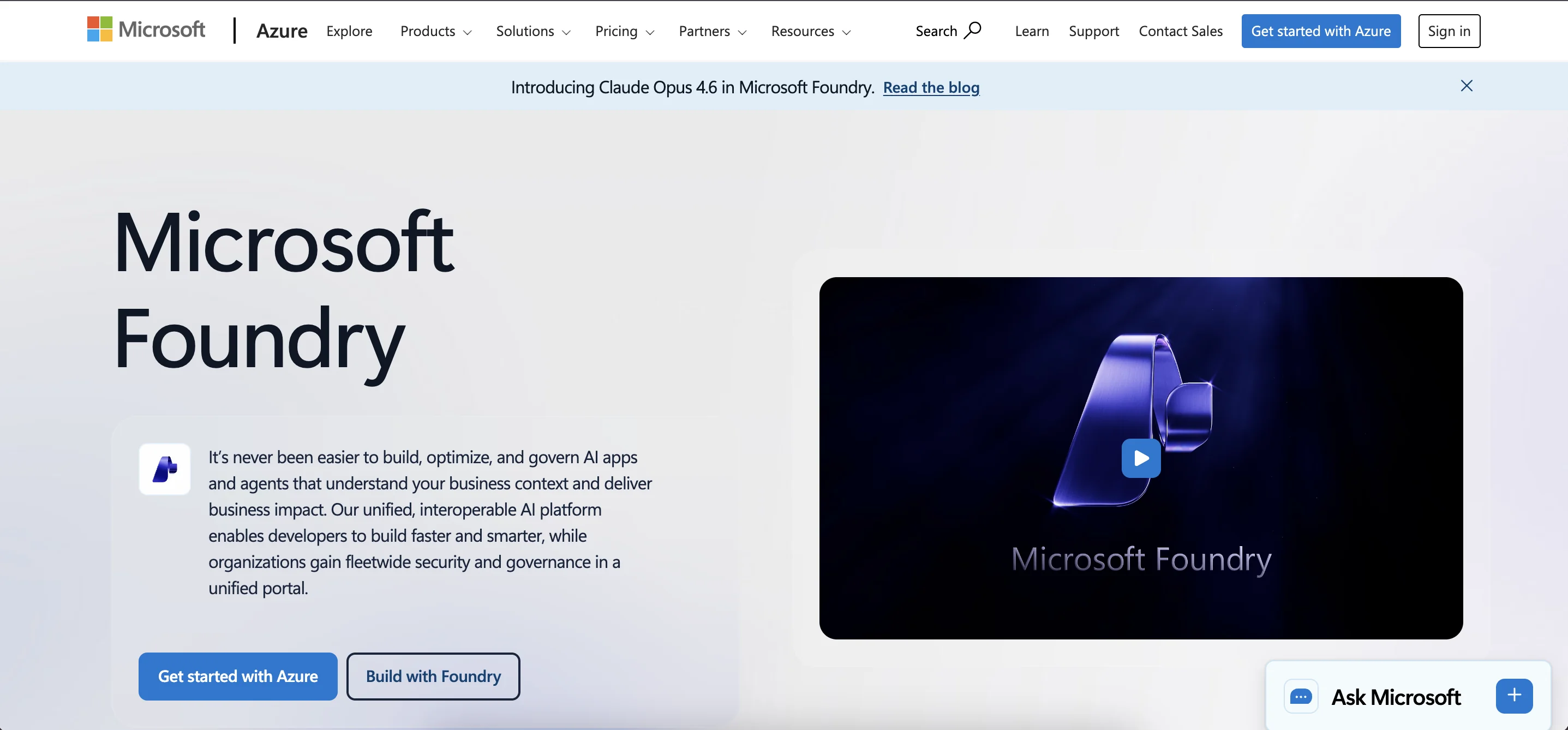 Azure AI Foundry website
