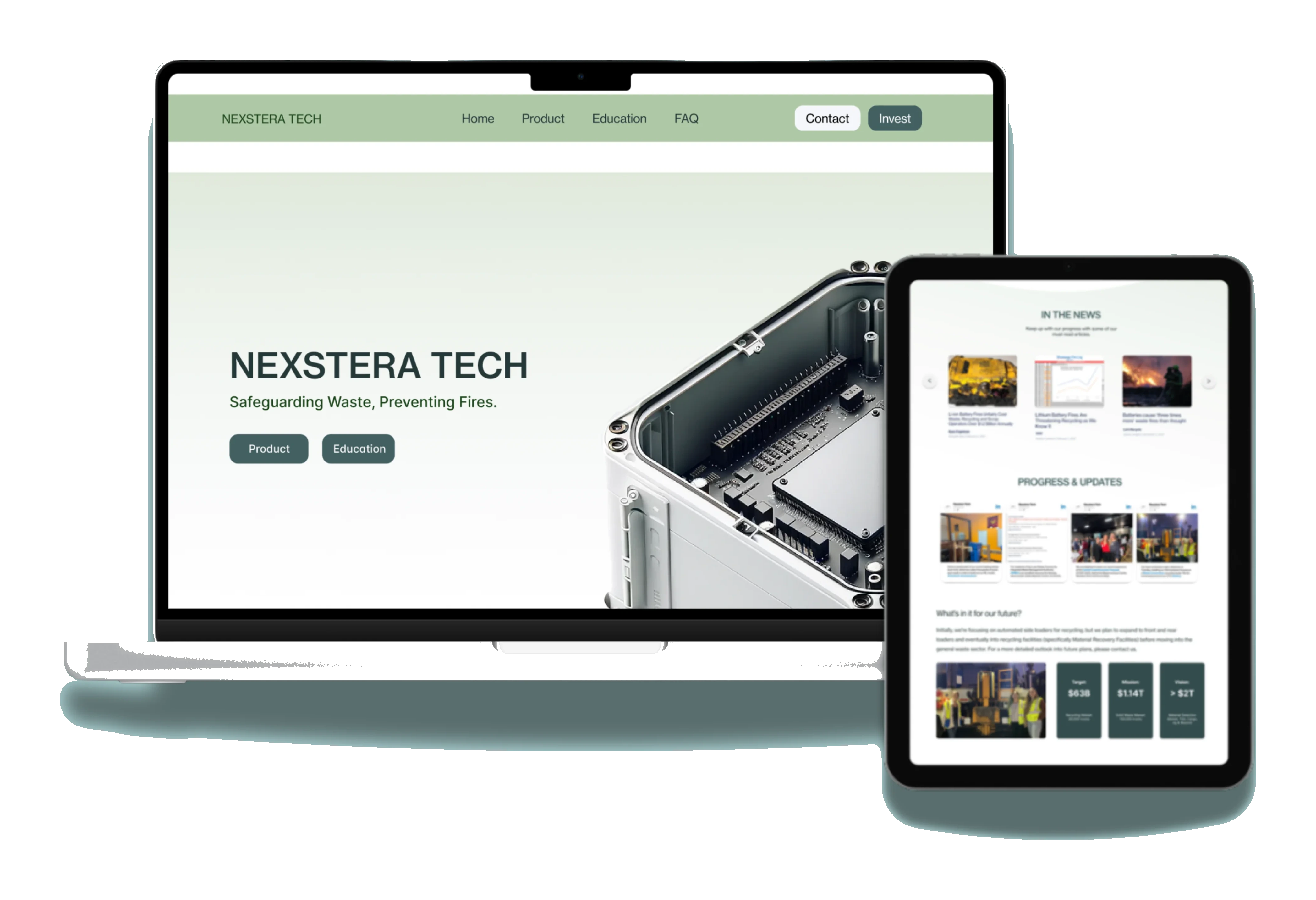 Nexstera Tech website redesign shown on a laptop and tablet